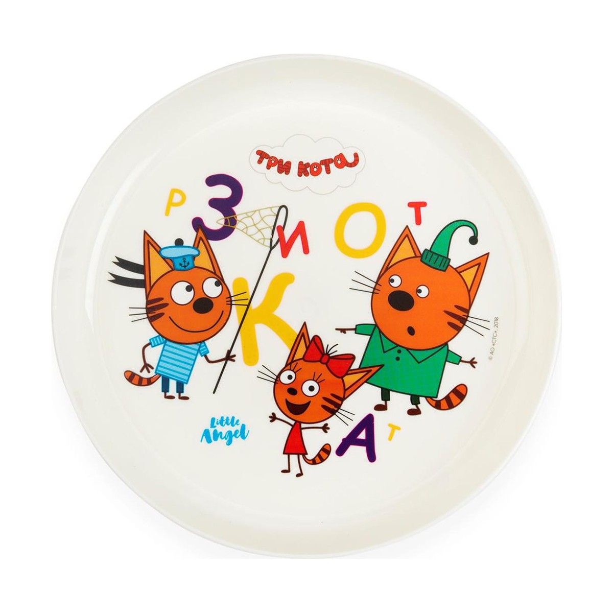 Тарелка детская "три кота" обучайка 450 мл  (1/10) "little angel"  la1223