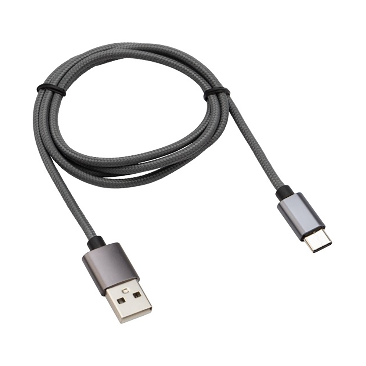 Кабель usb type-c 1 м в нейлоновой оплетке (графит) (1/10/100) "rexant" 18-1896