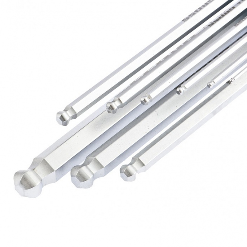 Набор ключей имбусовых HEX, 1.5-10 мм, S2, 9 шт, экстра-длинные с шаром, сатинированные Gross (16404)