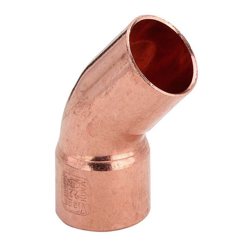 Угол однораструбный 45° VIEGA пайка 42 мм медный