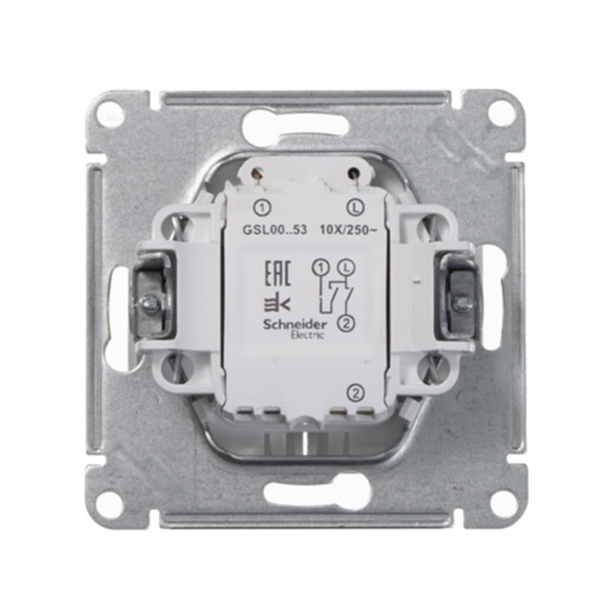 Выключатель "glossa" 2-х кл. с индикатором (механизм) 10а, белый (1/20/160) "schneider"