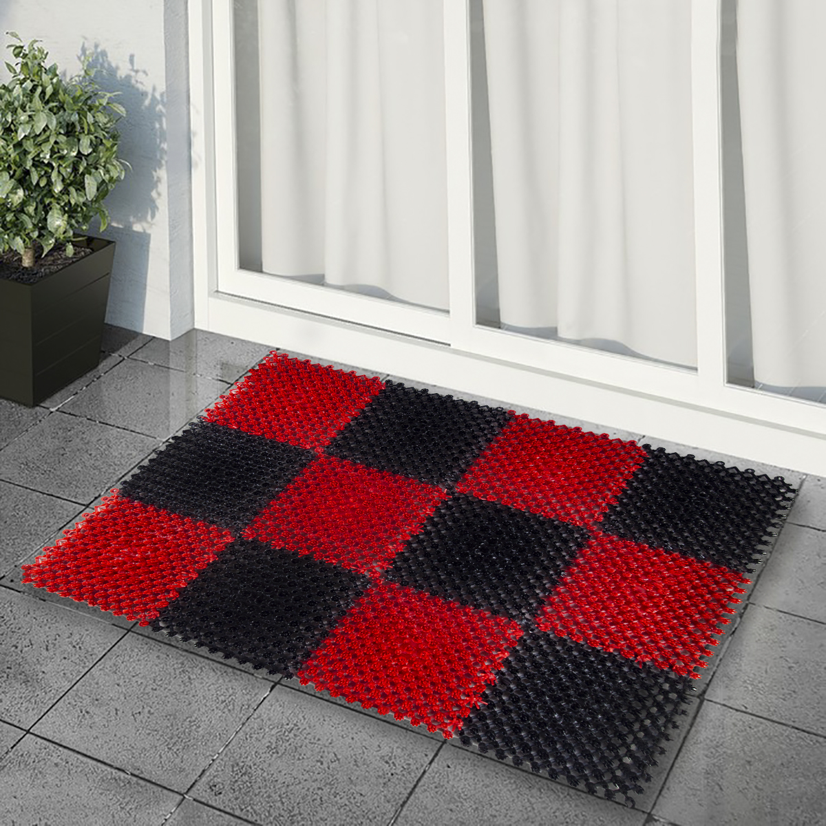 Коврик травка 42*56 см (черно-красный) (1/10) "vortex" 23006