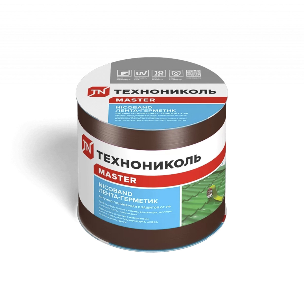 Лента-герметик самокл. 10 см х 3 м "nicoband" (битумно-полимерная) коричневая (1/12) "технониколь"