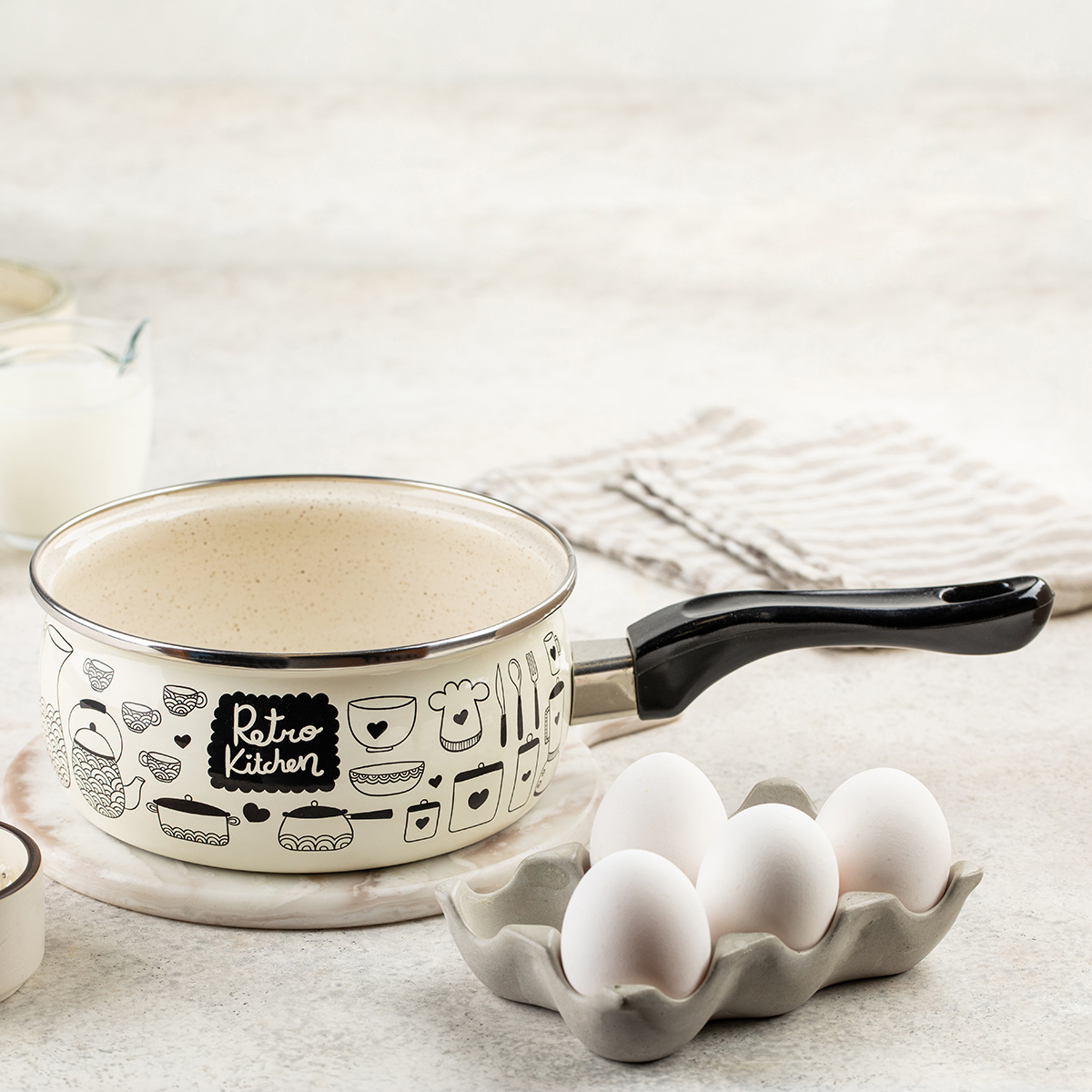 Ковш эмалиров. "ретро" 1,6 л, 16 см (1/4) "metrot"