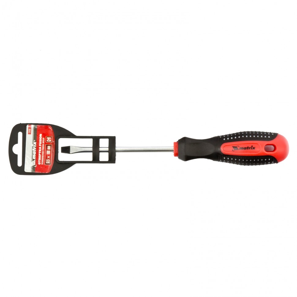 Отвертка Fusion, SL5 х 100 мм, CrV, трехкомпонентная рукоятка "Anti slip" Matrix (11419)