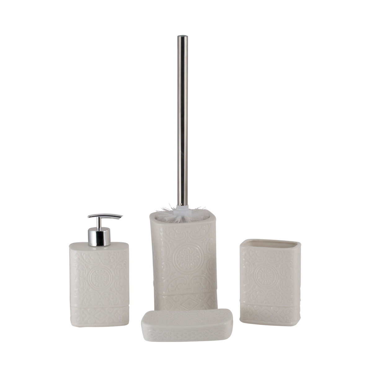 Туалетный набор "ажур" ерш с подставкой,  керамика (белый) (1/6) "аквадекор" ac-0053e