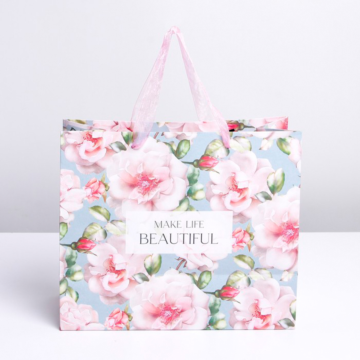 Пакет подарочный крафтовый с окошком "beautiful" 24*20*11 см (1/400) "дарите счастье" 7167124