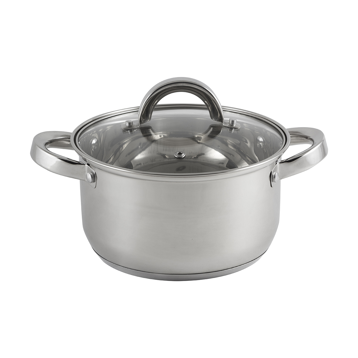 Кастрюля нержав. "mediano" 2,6 л стекл. крышка, 18*10,5 см (1/8) "mallony"