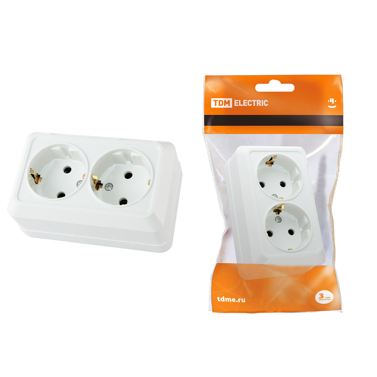 Розетка двойная открыт. уст. 10а 250в ip20  "ладога" белая (1/10/200) tdm sq1801-0017