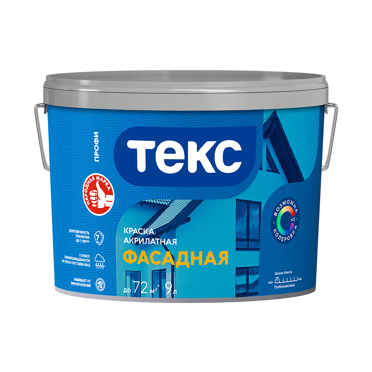 Краска акрилатн. "профи" фасадная база d  9 л (1) текс