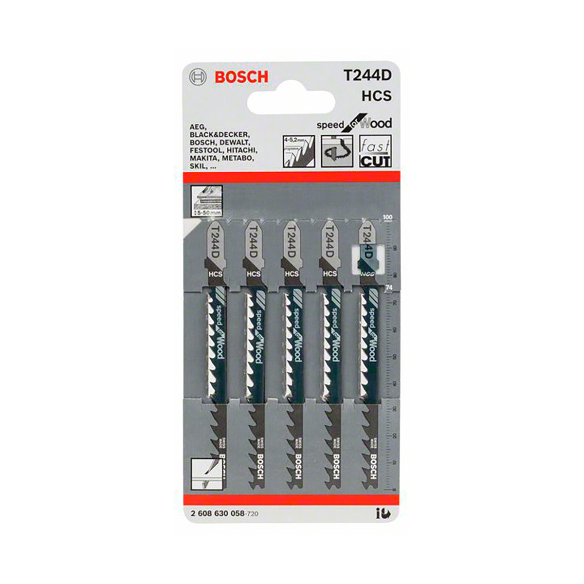 Полотна д/ эл. лобзика по дереву t244d  5 шт. 74 мм (1) "bosch" 2608630058
