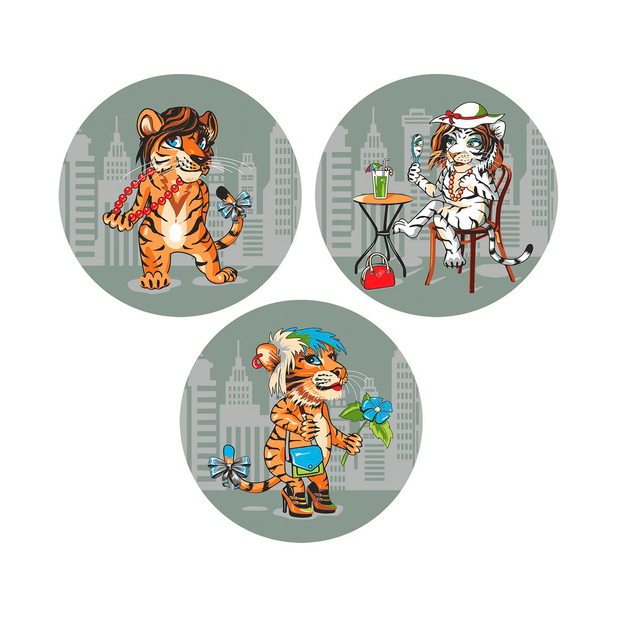 Доска разделочная стекл. круглая "ауф тигр" d=20 см (1/12) "мультидом" vl88-409