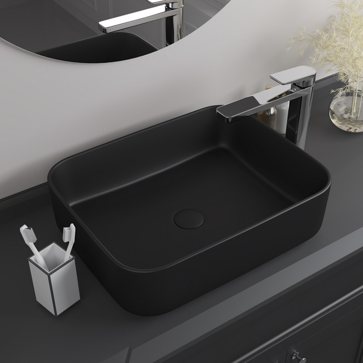 Раковина накладная "bridge" (черный матовый) (1) "iddis" bribm05i27