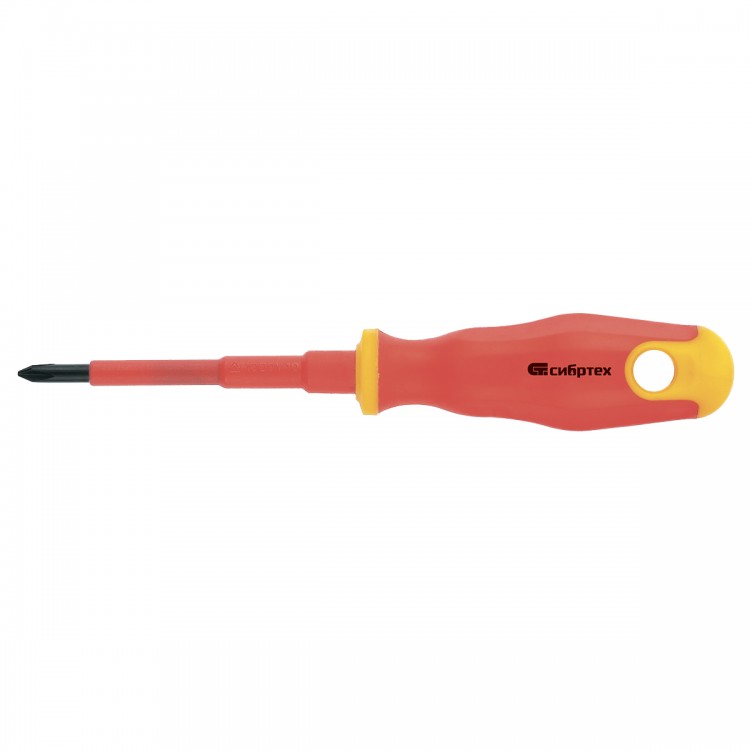 Отвертка диэлектрическая PH1 х 80 мм, CrV, до 1000 В, двухкомпонентная рукоятка Сибртех (12930)