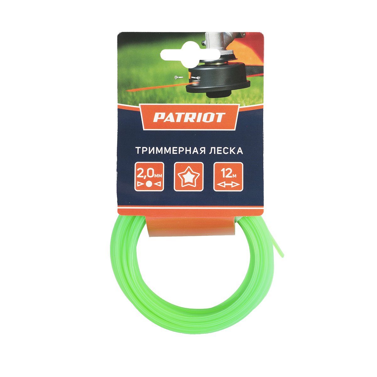 Леска для триммера 2,0 мм 12 м звезда (1/140) "patriot" 805205121