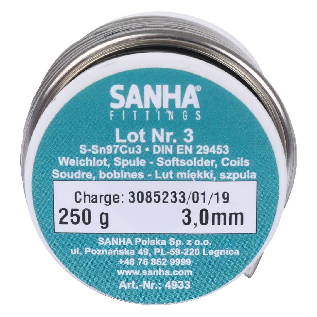 Припой мягкий S-Sn97Cu3 катушка 3,0 мм SANHA 250 г