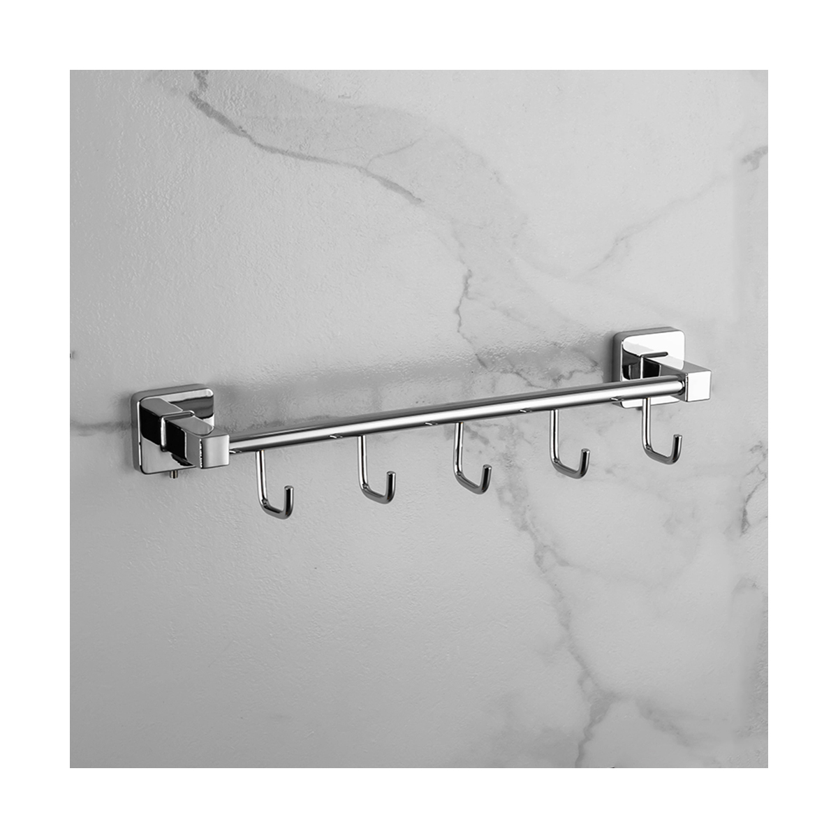 Крючок-вешалка на планке (5 крючков) r15015-5 (нерж.сталь), хром (1/20/40) "frud"