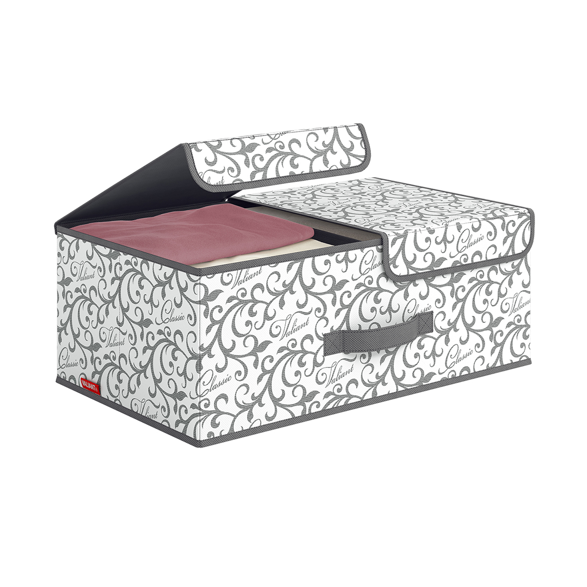 Короб для хранения "classic grey" 2-х секционный 50*30*20 см (1/10) "valiant" cg-box-l2