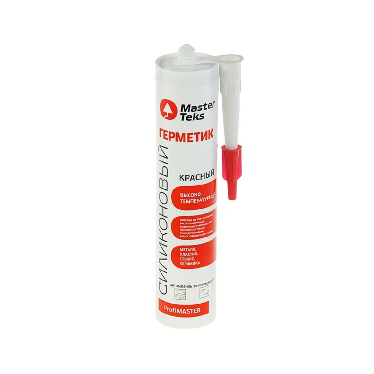 Герметик "profimaster" силикон. высокотемпературный 260 мл красный (1/12) "masterteks" россия
