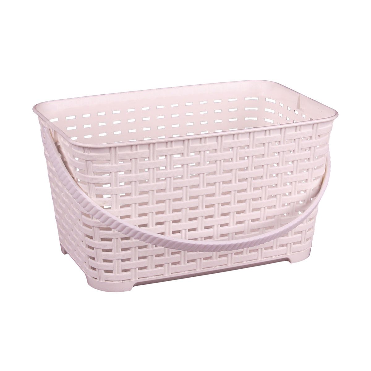 Корзина "плетенка" прямоуг. 3 л с ручкой (белый) (1/20) "альтернатива" м4564