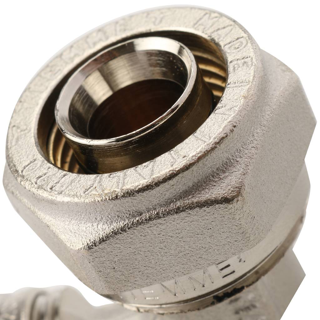 Угол 90° равнопроходной 20 х 20 мм. под обжим TIEMME для металлопластиковых труб