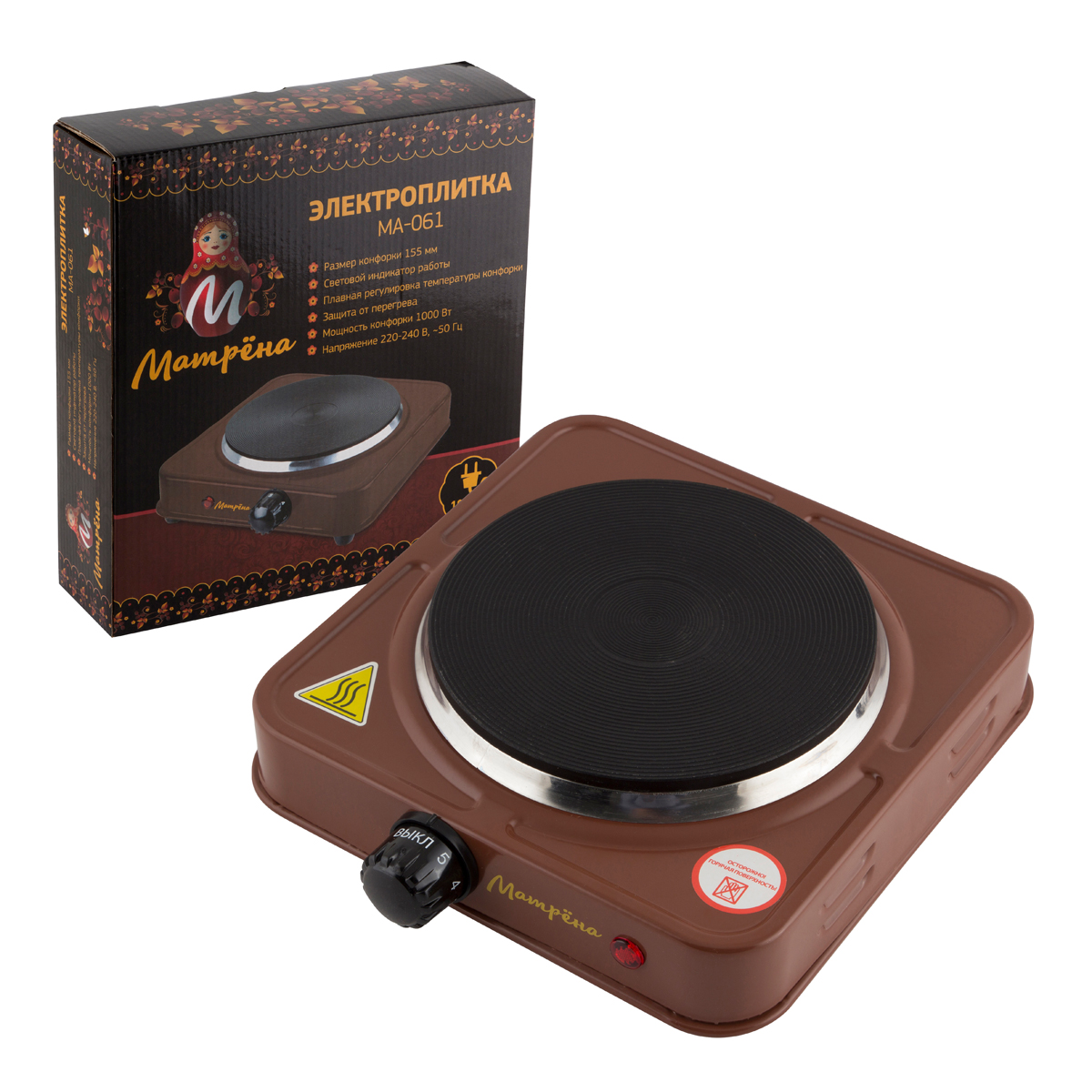 Плита электр. 1-конфор. (чугун) "матрёна" ма-061 (коричневый) (1/10)