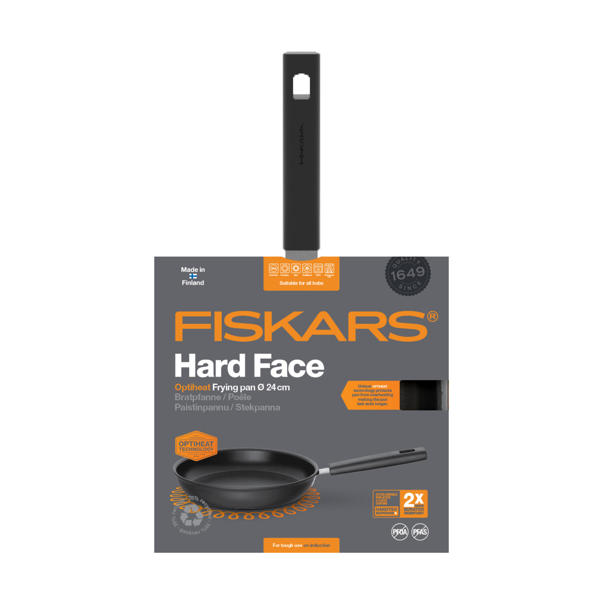 Сковорода антипригарн. "hard face" 24 см (1/6) "fiskars" 1052236