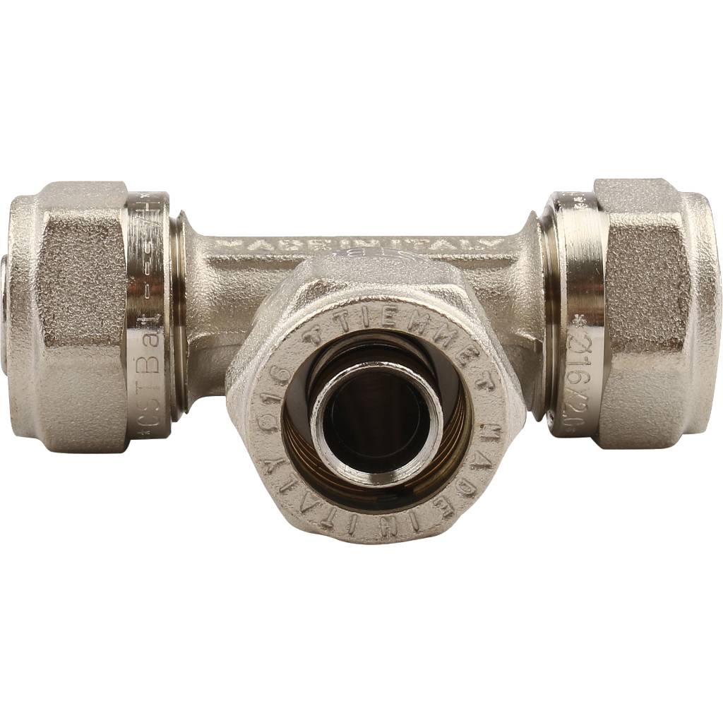 Тройник равнопроходной 16 x 16 x 16 обжимной TIEMME для металлопласта