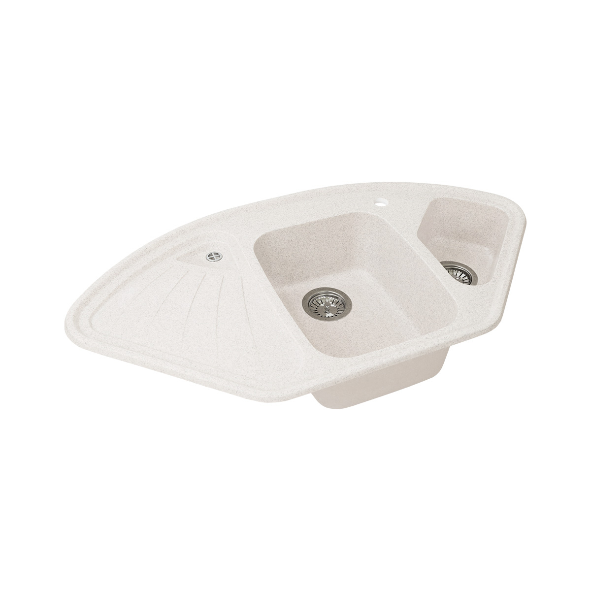 Мойка для кухни врезная искуств. камень gs-14k-331 угловая двойная 1040*570 мм белая "granstones"