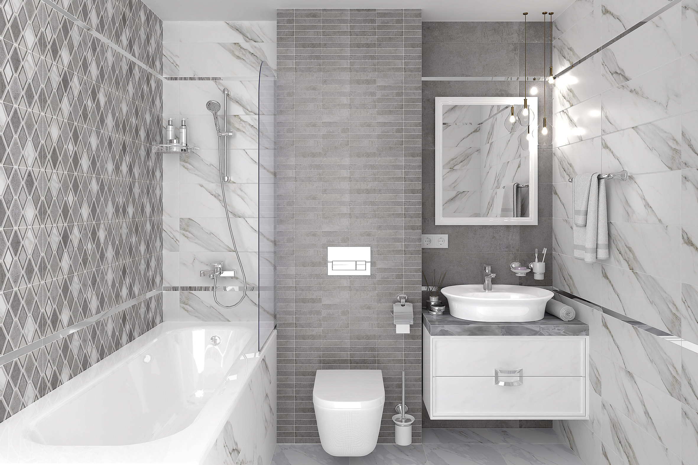 Arctic плитка настенная серый узор 17-00-06- 20x60