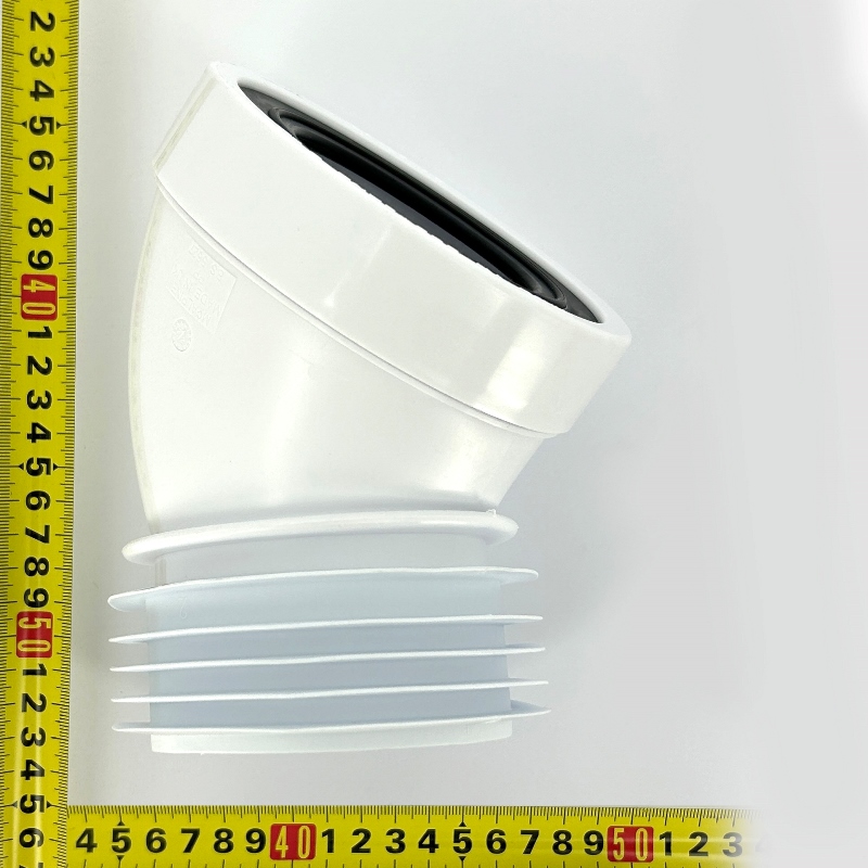 Труба McALPINE фановая L=160 мм, угол 45 с манжетой, вход 97-107 мм, выход внутрь 110 мм трубы