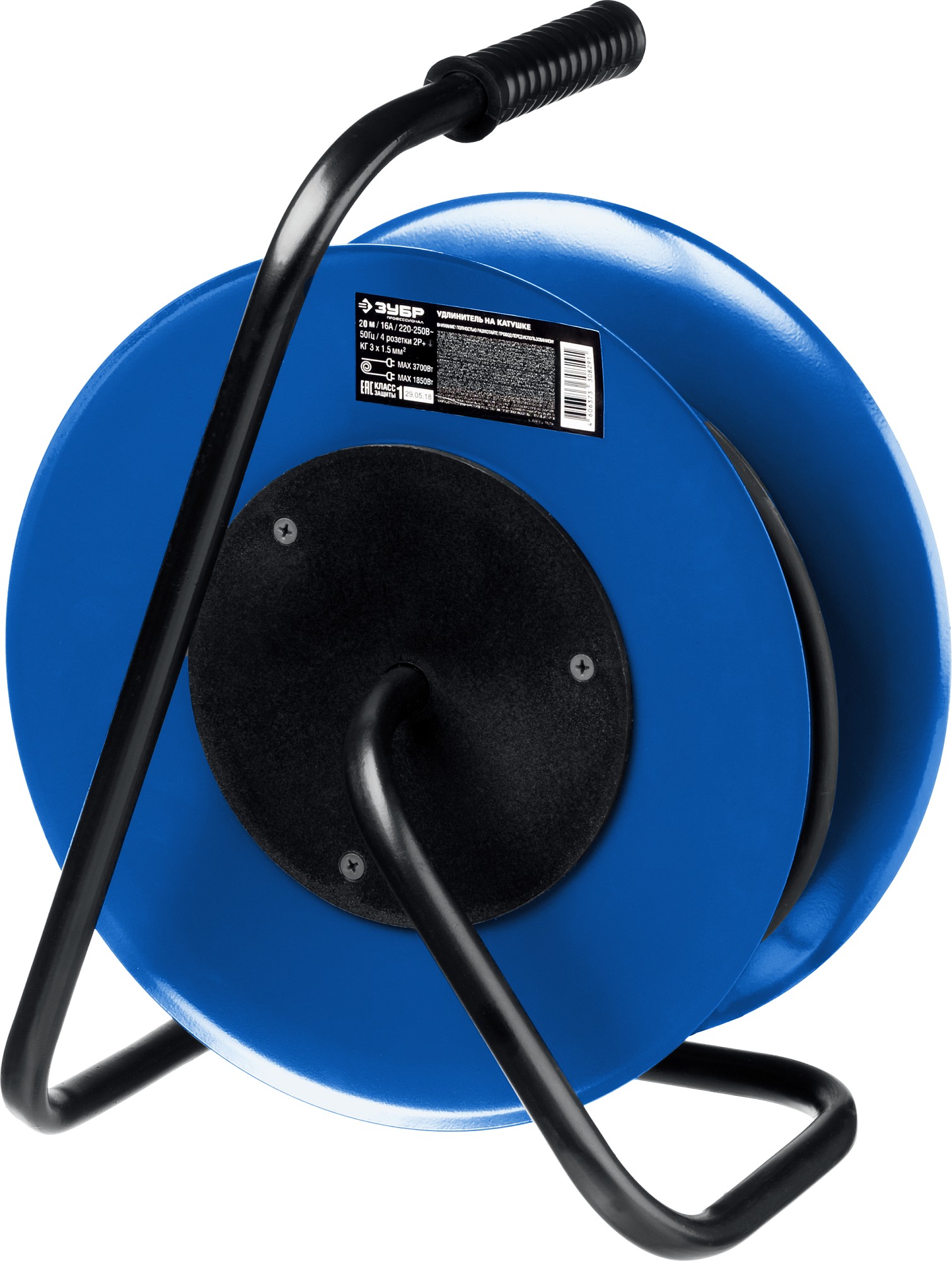 ЗУБР КГ-315, КГ, 3 x 1.5 мм2, 20 м, 3700 Вт, IP44, силовой удлинитель на стальной катушке, Профессионал (55080-20)