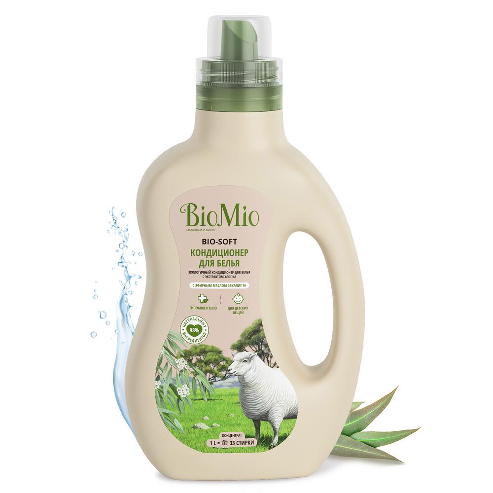 Кондиционер для белья "bio-soft" (эвкалипт) концентрат 1 л (1/6) biomio