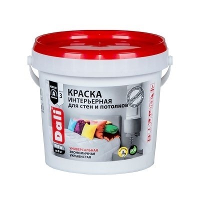 Краска DALI водно-дисперсионные интерьерная 0,9л белая 96%
