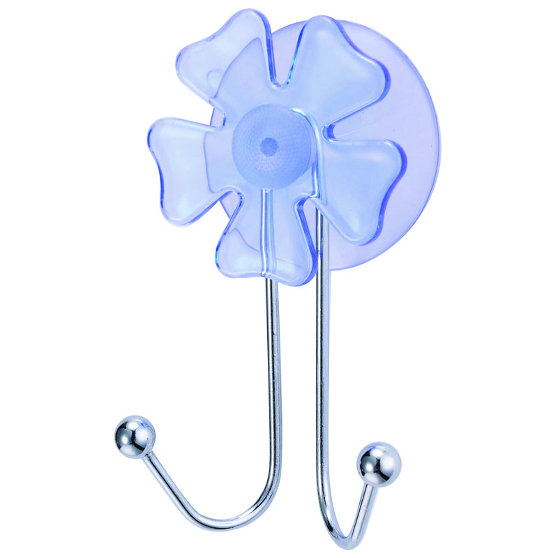 Крючок на присоске двойной "цветок"  хром. (1/50) "рыжий кот" w2082g