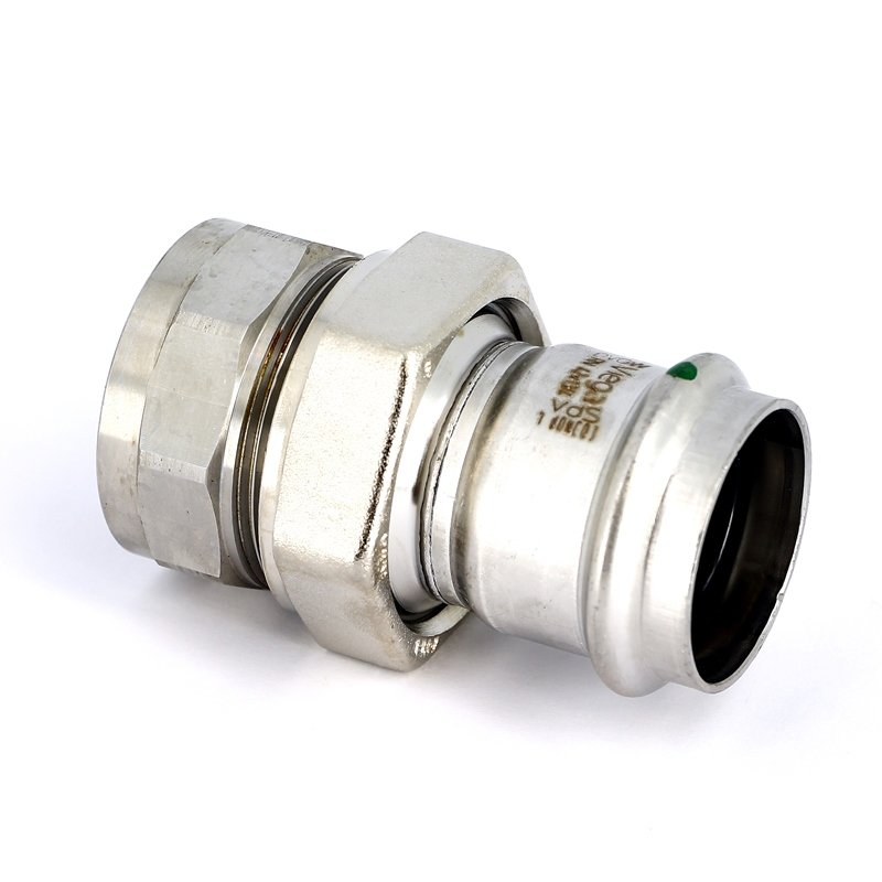 Муфта пресс-В разъёмная 42x1"1/2 с плоской прокладкой нержавеющая сталь Sanpress Inox VIEGA