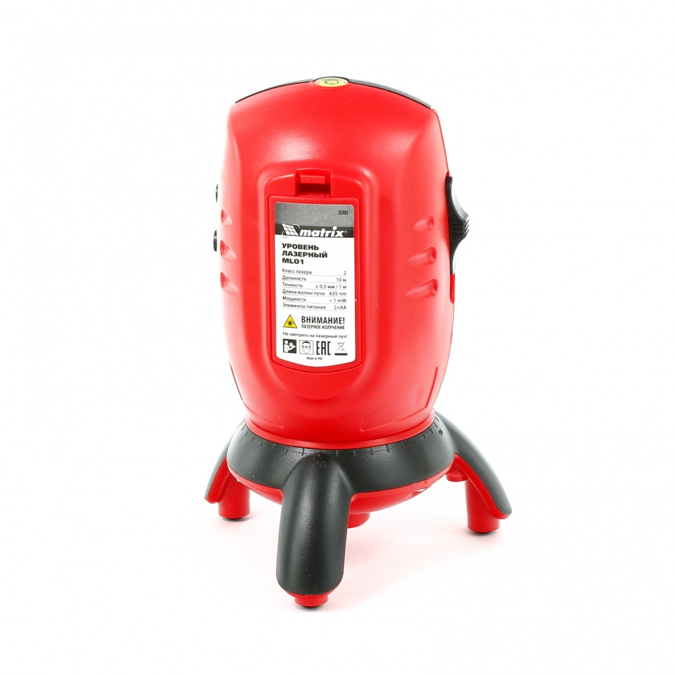 Уровень лазерный ML01T, дальность 10 м, точность ± 0.5 мм. / 1 м, длина волны 650 нм, проекция 1 вертикальная 1 горизонтальная плоскость, резьба под штатив 5/8" Matrix (35065)