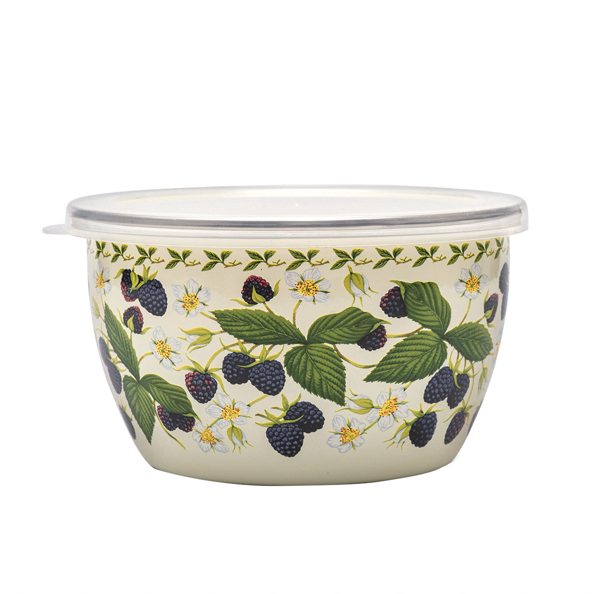 Миска эмалиров. "ежевика" 1,1 л, 14 см пласт. крышка (1/6) "metrot"