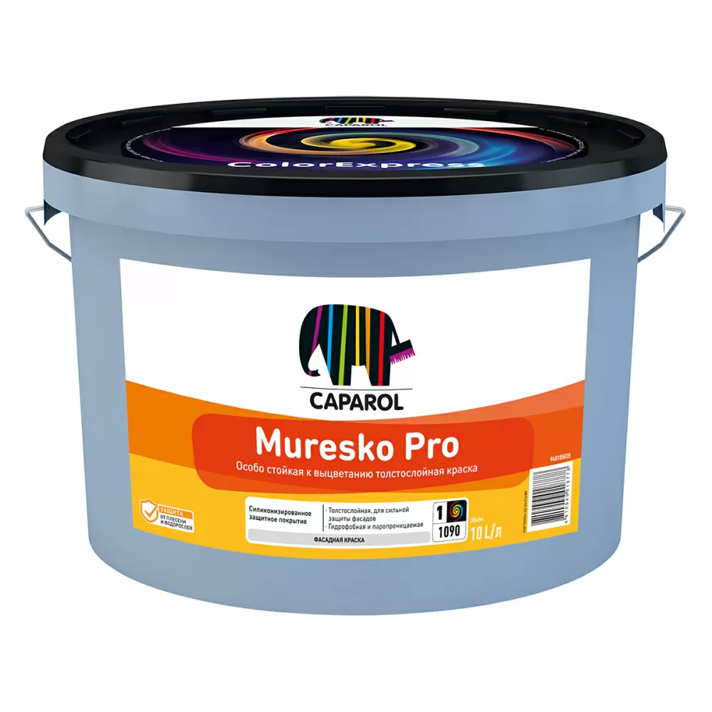 CAPAROL MURESKO PRO краска фасадная на основе силиконовой смолы толстослойная матовая база 1 (10л)