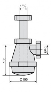 Сифон "Obri" для мойки с накидной гайкой 1"1/2х40мм M0438 MIANO