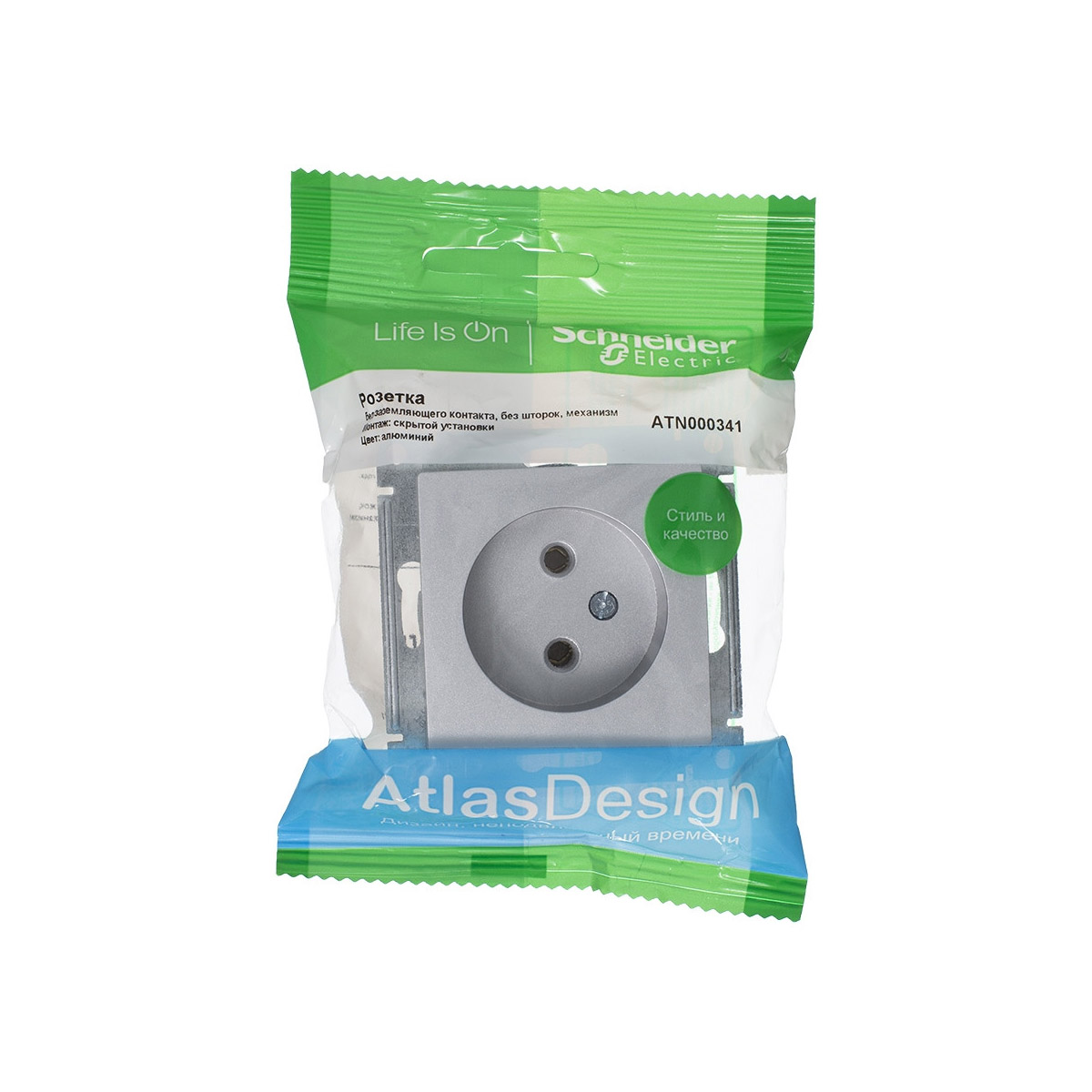 Розетка "atlasdesign" 1 местн. (механизм) 16а, алюминий (1/10/60) "schneider"