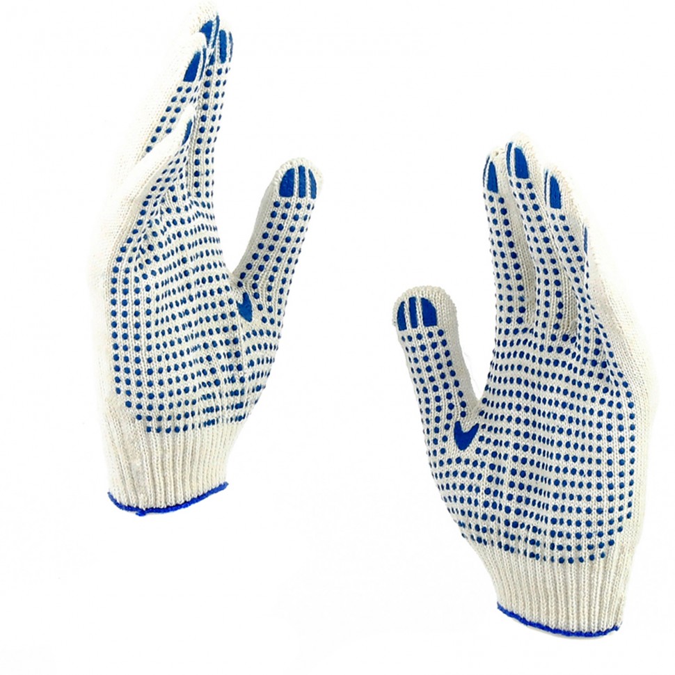 Перчатки х/б, ПВХ покрытие, "Точка", 10 класс, стикер (67702)