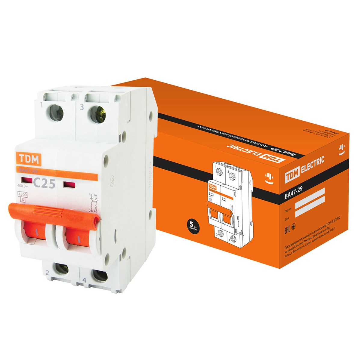 Выключатель автомат. ва47-29 2р 25а 4,5ка тип с (6/60) tdm sq0206-0095