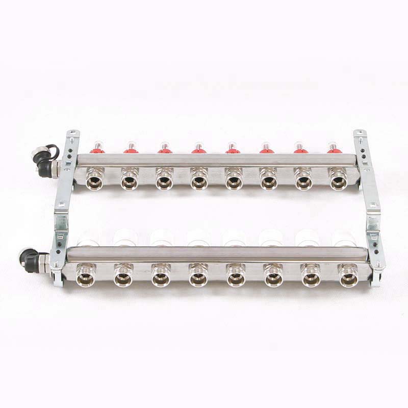 Коллекторная группа на 8 выходов UNI-FITT 1'х3/4" ЕК из нержавейки с расходомерами и воздухоотводчик