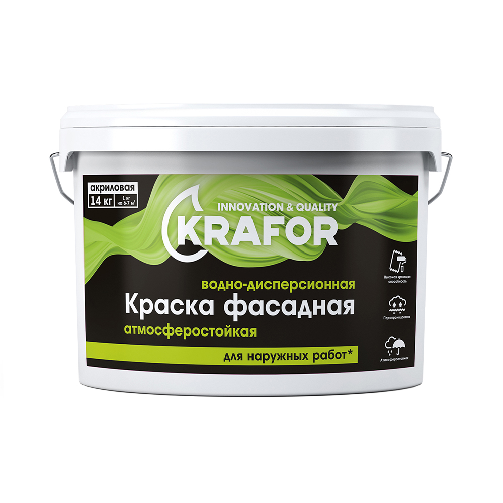 Краска в/д фасадная  14 кг (1) "krafor" (салат.)