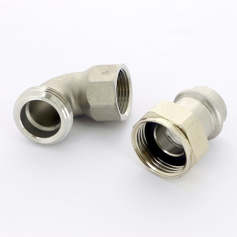 Угол разъемный пресс-В компактный 22x3/4" нержавеющая сталь Sanpress Inox VIEGA