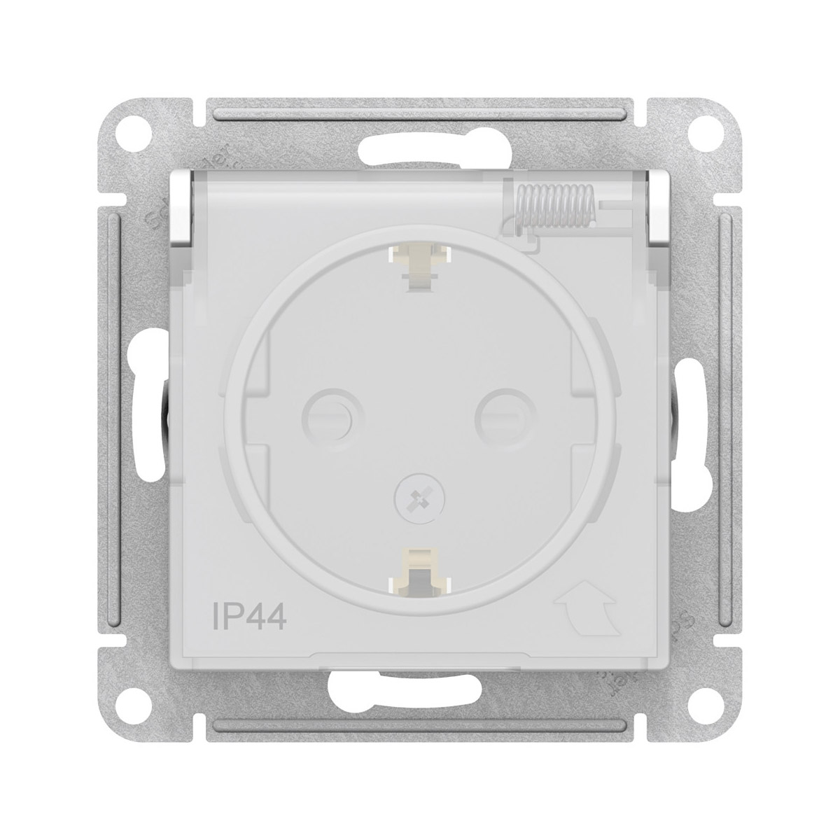 Розетка "atlasdesign aqua" 1 местн. с заземл, с штор, с крыш (мех.) 16а, белый(1/15/120) "schneider"