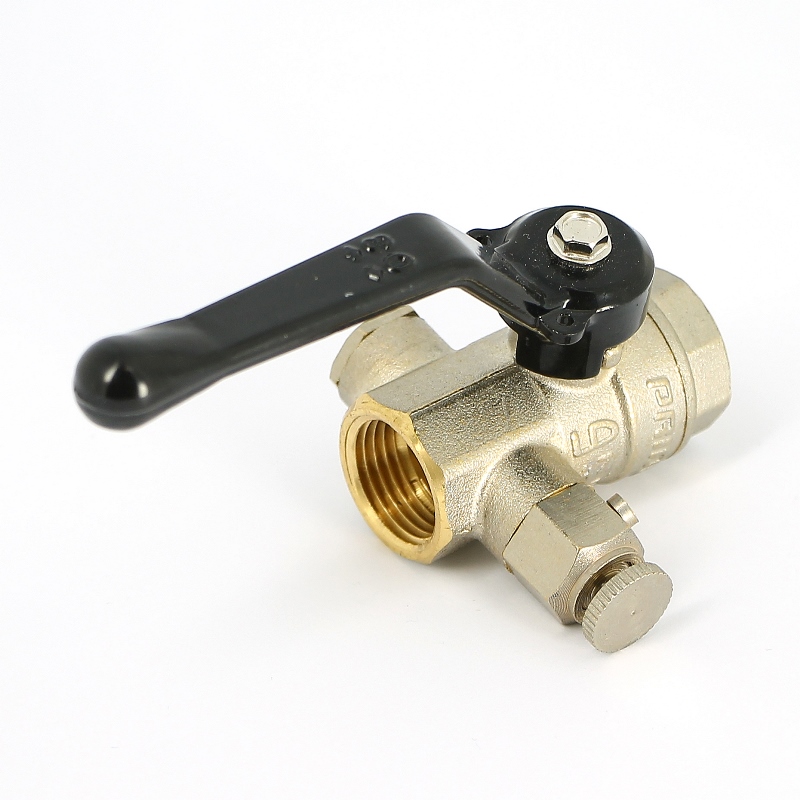 Кран шаровый ВВ 1/2" с дренажным вентилем (заглушка 1/4"), LD Pride, ручка