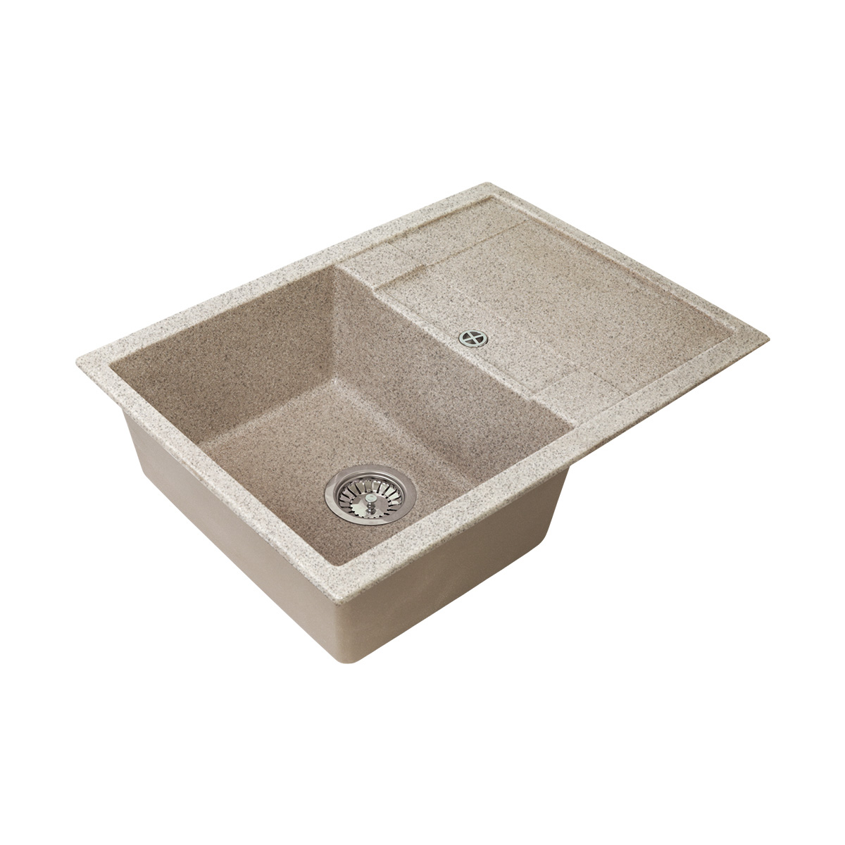 Мойка для кухни врезная искуств. камень gs-25l-302 с крылом 675*495 мм песочная "granstones"