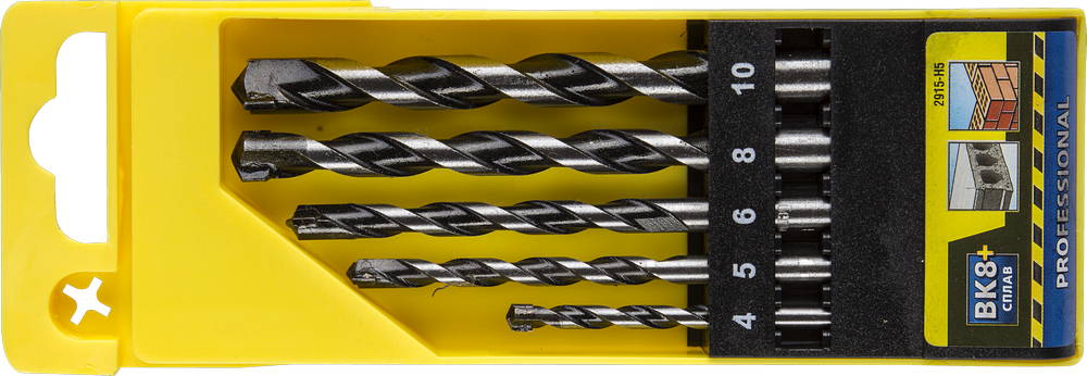 STAYER ProHammer 5 шт: d 4-5-6-8-10 мм набор сверл по бетону PROFESSIONAL